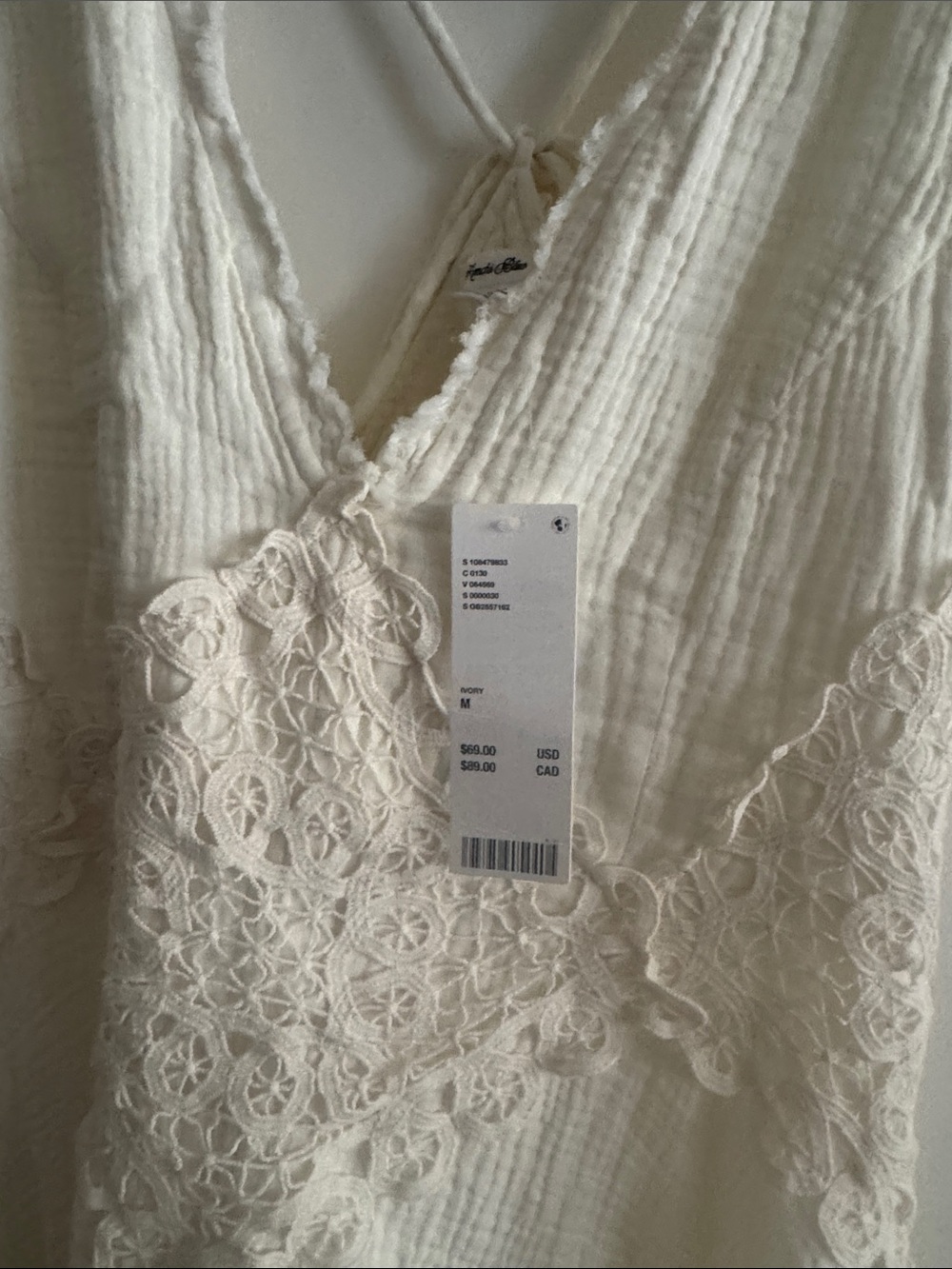 Kimchi Blue Cream Crochet-Trim Gauze Romper - Picture 5 of 5